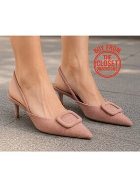 ZARA Pink Slingback Pumps NWT Pointed Toe Buckle Heels